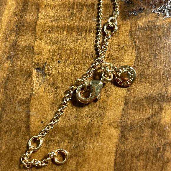 J Crew Pendant Necklace Round Stone Gold Chain - Picture 4 of 6